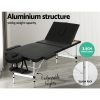 Massage Table 65CM Width 3 Fold Aluminium Portable Beauty Bed Black