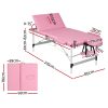 Zenses Massage Table 85cm Portable 3 Fold Aluminium Beauty Bed Pink