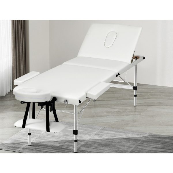 Massage Table 3 Fold Aluminium 65CM Width Portable Therapy Beauty Bed