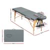 Massage Table 56CM Width 2Fold Portable Wooden Therapy Beauty Bed Grey