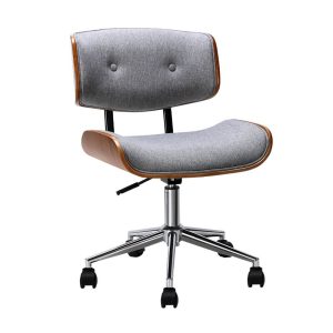 Wooden Fabric Office Chair – Grey