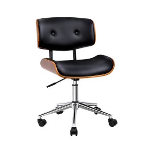 Wooden Fabric Office Chair – Black