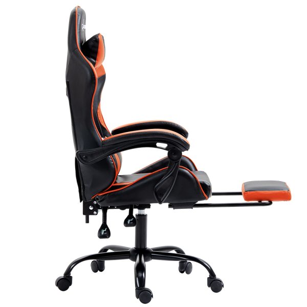 Gaming Office Chair Executive Computer Leather Chairs Footrest Orange