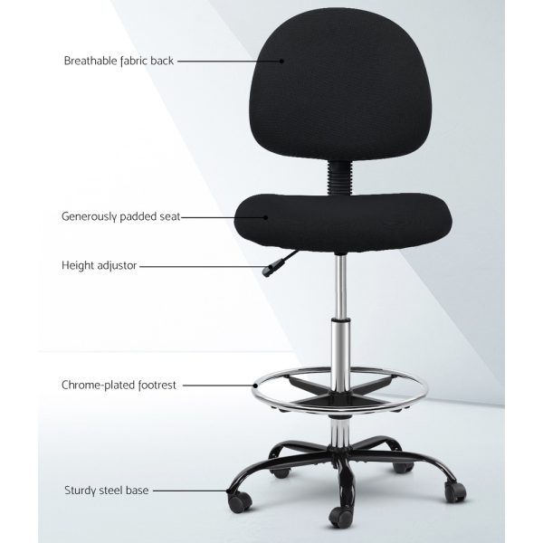 Office Chair Drafting Stool Fabric Chairs Black