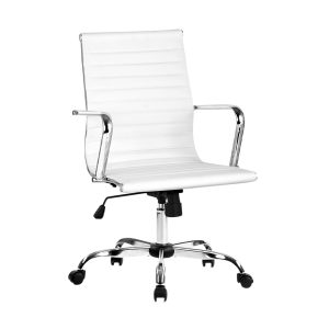 Gaming Office Chair Computer Desk Chairs Home Work Study – White, Mid Back Support