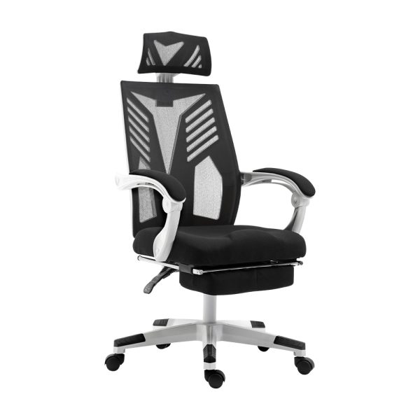 Gaming Office Chair Computer Desk Chair Home Work Recliner – Black and White