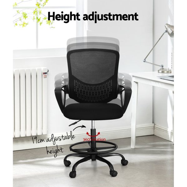 Office Chair Drafting Stool Computer Standing Desk Mesh Chairs Black