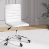 Office Chair Computer Desk Gaming Chairs PU Leather Low Back White