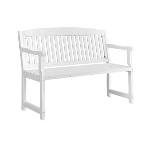 Outdoor Garden Bench Seat Wooden Chair Patio Furniture Timber Lounge – White