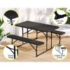 3 PCS Outdoor Furniture Dining Set Lounge Setting Patio HDPE Bench