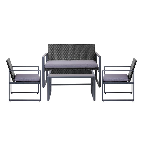 4PC Outdoor Furniture Patio Table Chair Black – Without Cover