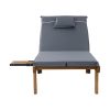 Sun Lounge Wooden Lounger Outdoor Furniture Day Bed Wheel Patio