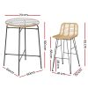 3-Piece Outdoor Bar Set Wicker Table Chairs Patio Bistro