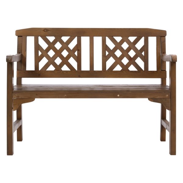 Wooden Garden Bench Patio Furniture Timber Outdoor Lounge Chair – Natural, 2 Seater