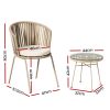 3PC Outdoor Bistro Set Patio Furniture Rope Setting Chairs Table Beige