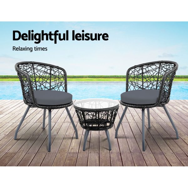 Outdoor Patio Chair and Table – Black