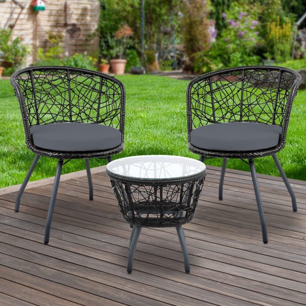 Outdoor Patio Chair and Table – Black