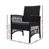 Outdoor Furniture Dining Chairs Wicker Garden Patio Cushion Black Gardeon – 2x chair