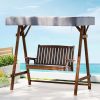 Swing Chair Wooden Garden Bench Canopy Outdoor Furniture – Charcoal, 2 Seater