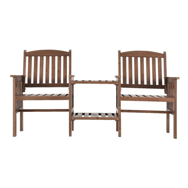 Garden Bench Chair Table Loveseat Wooden Outdoor Furniture Patio Park – Brown