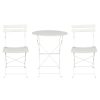 3PC Outdoor Bistro Set Steel Table and Chairs Patio Furniture White