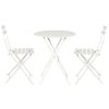 3PC Outdoor Bistro Set Steel Table and Chairs Patio Furniture White