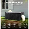 Outdoor Storage Bench Box Wicker Garden Sheds Tools Cushion Patio Furniture Black