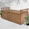 Gardeon Outdoor Storage Bench Box 129cm Wooden Garden Toy Chest Sheds Patio Furniture XL Natural