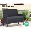 4-piece Outdoor Lounge Setting Wicker Patio Furniture Dining Set – Black and Grey, Without Storage Cover