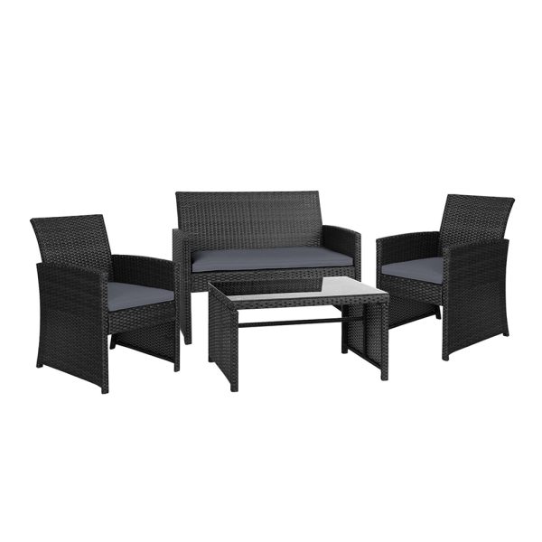 Set of 4 Outdoor Lounge Setting Rattan Patio Wicker Dining Set