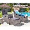 Sun lounge Recliner Chair Wicker Lounger Sofa Day Bed Outdoor Furniture Patio Garden Cushion Ottoman Gardeon