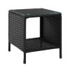 Side Table Coffee Patio Outdoor Furniture Rattan Desk Indoor Garden – Black