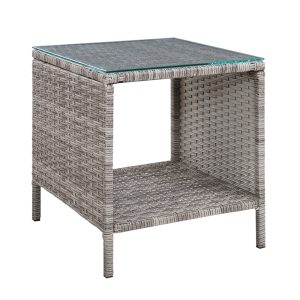 Side Table Coffee Patio Outdoor Furniture Rattan Desk Indoor Garden – Grey