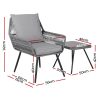 3PC Outdoor Furniture Bistro Set Lounge Setting Chairs Table Patio Grey