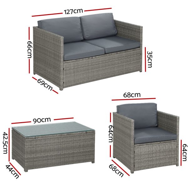 Outdoor Furniture Sofa Set Wicker Lounge Setting Table Chairs