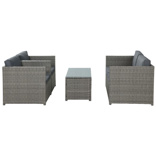 Outdoor Furniture Sofa Set Wicker Lounge Setting Table Chairs – 1 x 2-seater sofa + 2 x Single sofa + 1 x Table