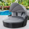 Outdoor Lounge Setting Sofa Patio Furniture Wicker Garden Rattan Set Day Bed – Grey and Black