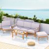 5-Seater Outdoor Sofa Set Wooden Lounge Setting 6PCS