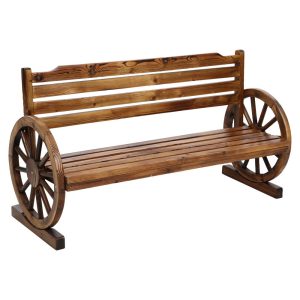 Garden Bench Wooden Wagon Chair Outdoor Furniture Backyard Lounge – 3 Seater