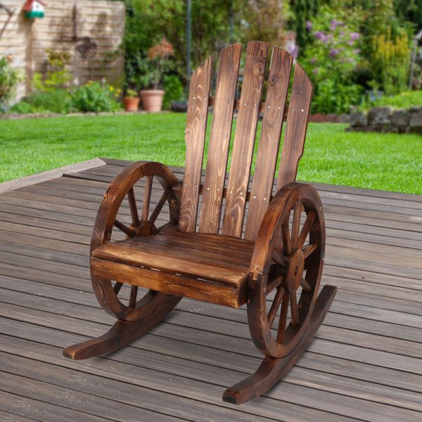 Wagon Wheels Rocking Chair – Brown – 60x89x99 cm