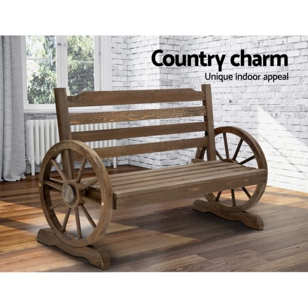 Outdoor Garden Bench Wooden 2 Seat Wagon Chair Patio Furniture Teak