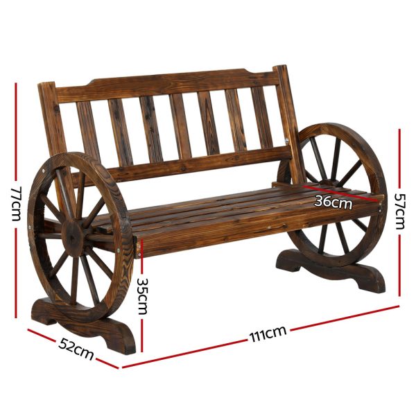 Garden Bench Wooden Wagon Chair Outdoor Furniture Backyard Lounge Charcoal