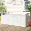 Outdoor Storage Bench Box 129cm Wooden Garden Toy Chest Sheds Patio Furniture XL White