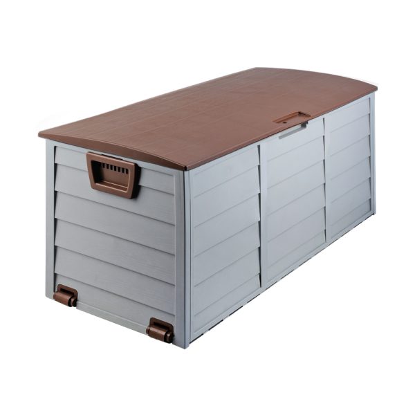 Outdoor Storage Box 290L Lockable Organiser Garden Deck Shed Tool Brown