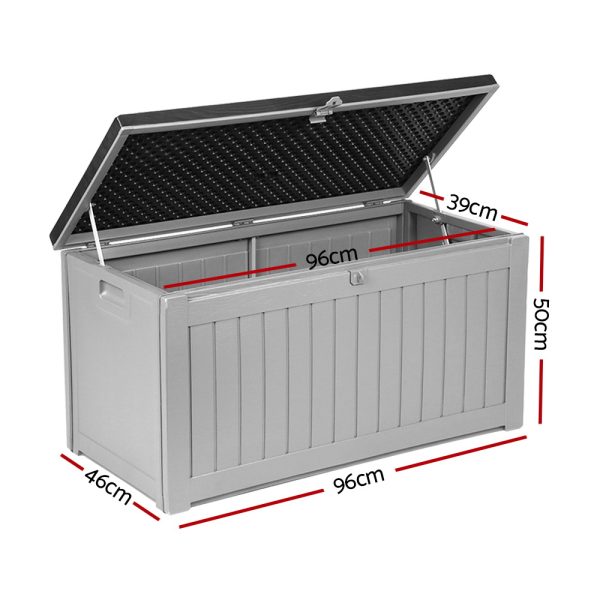 Outdoor Storage Box 190L Container Lockable Garden Bench Tool Shed Black