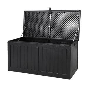 Outdoor Storage Box 270L Container Lockable Garden Bench Tool Shed Black