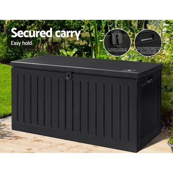 Outdoor Storage Box 270L Container Lockable Garden Bench Tool Shed Black