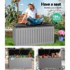 Outdoor Storage Box 270L Container Lockable Garden Bench Tool Shed Grey