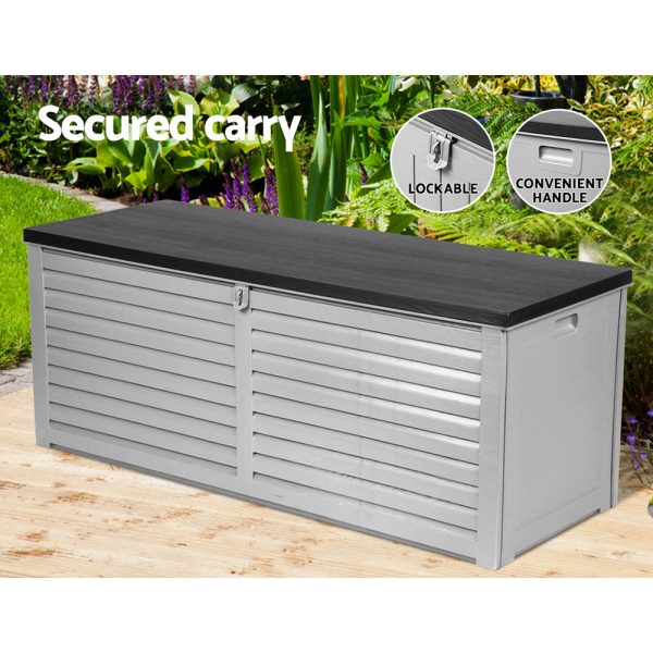 Outdoor Storage Box 390L Container Lockable Garden Bench Tools Toy Shed Black