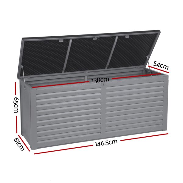 Outdoor Storage Box 490L Container Lockable Garden Bench Tools Toy Shed Black